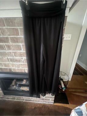 Onyx Black Wide-Leg Palozzo Pants
